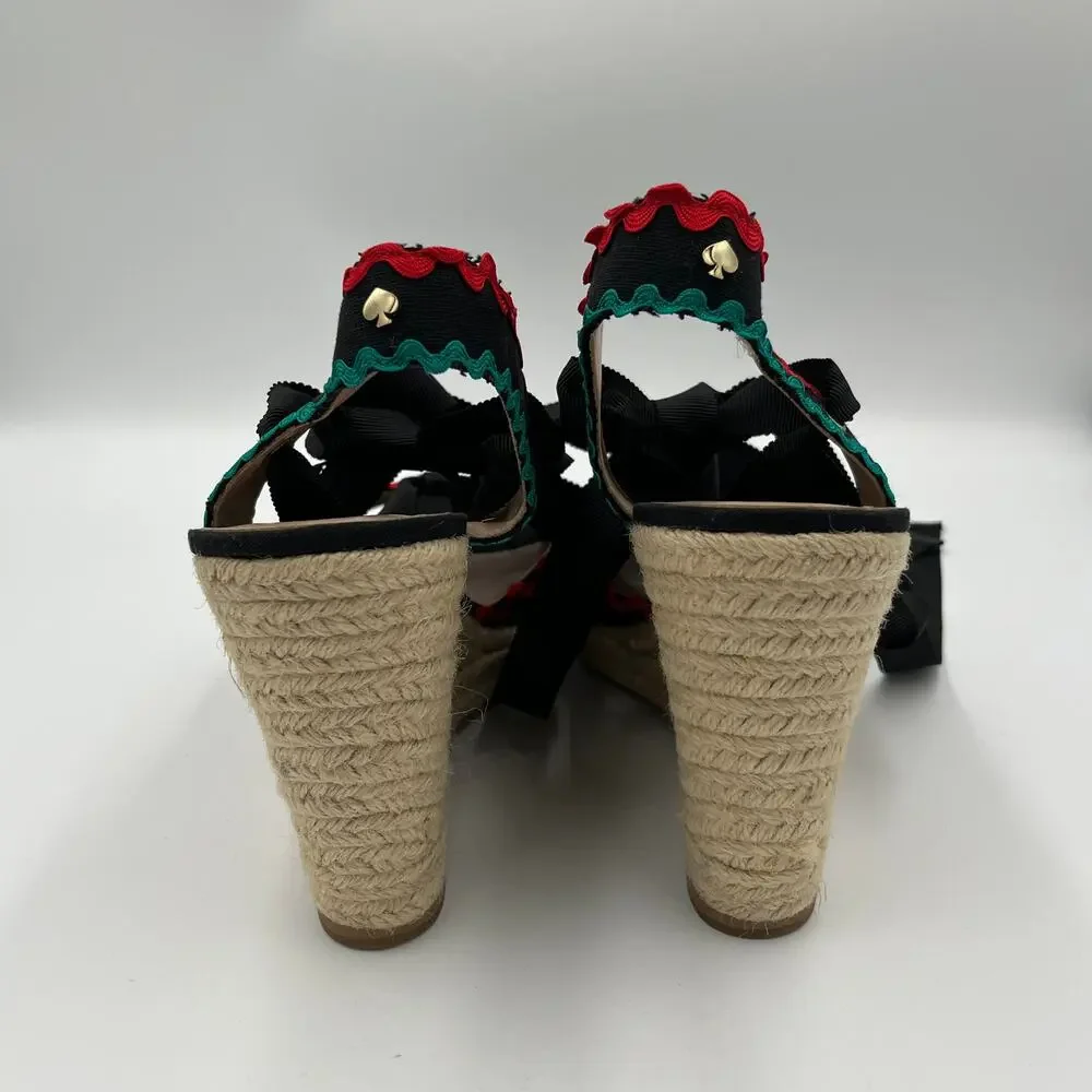 Kate Spade Javelina Ric Rac Trim Espadrille Wedges Sandals 10.5
